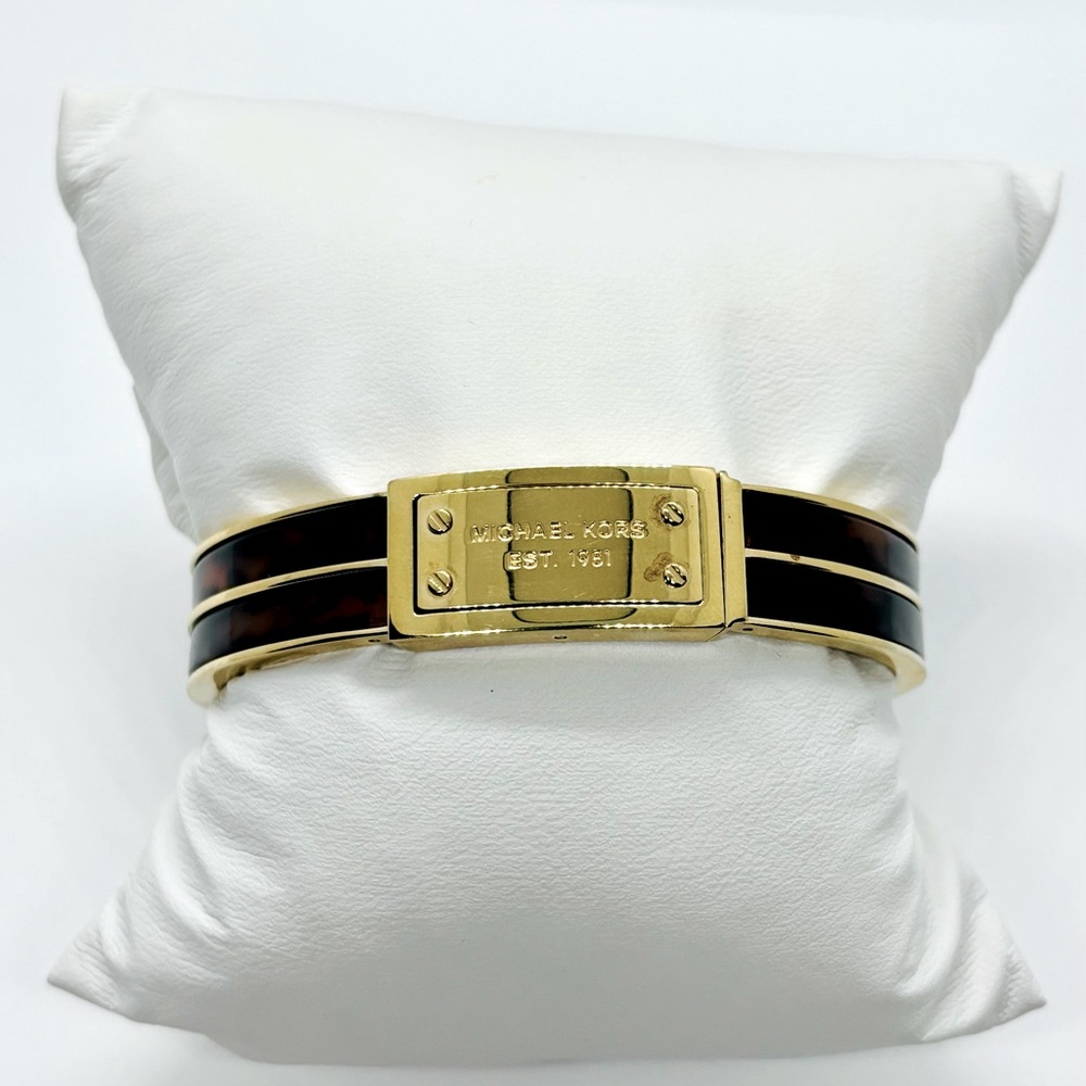 Michael Kors Gold-Tone Tortoise Hinge Bangle Bracelet